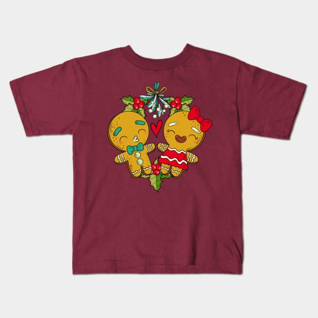 Mistletoe Gingerbread Christmas Reef Kids T-Shirt by Nova5